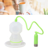 Silicone Tea Infuser Cute Diver Shape Loose Tea Leaf Filter Tea Diffuser Strainer with Chain and Drip Tray for Home Green