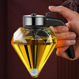 Diamond Honey Bottle Press Type Transparent Glass 200ml Handheld Oil Dispenser for Soy Sauce - Rear View