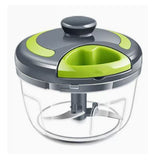 Garlic Chopper Machine Portable Mini Manual Hand Mincer 500ml Gray with Spare Blade