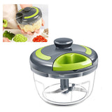 Garlic Chopper Machine Portable Mini Manual Hand Mincer 500ml Gray with Spare Blade