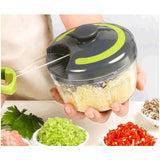Garlic Chopper Machine Portable Mini Manual Hand Mincer 500ml Gray with Spare Blade