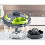 Garlic Chopper Machine Portable Mini Manual Hand Mincer 500ml Gray with Spare Blade