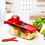 6 in 1 Vegetable Slicers Kitchen Multifunctional Food Potato Veggie Chopper Dicer Cutter with Peeler - Top-Down View