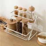 Kitchen Countertop Storage Rack Space Saving Multifunctional 2 Tiers Spice Toiletries Makeup Counter Standing Shelf White