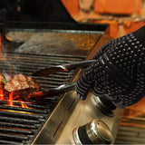 Heat Resistant Cooking Gloves Non Slip Reversible Use Polyester Cotton Lining Oven Glove for Grilling Barbecue Cooking
