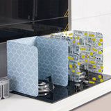 Oil Splash Baffle Foldable Heat Resistant Aluminum Foil Cooking Splashproof Guard for Kitchen Frying Pan Blue