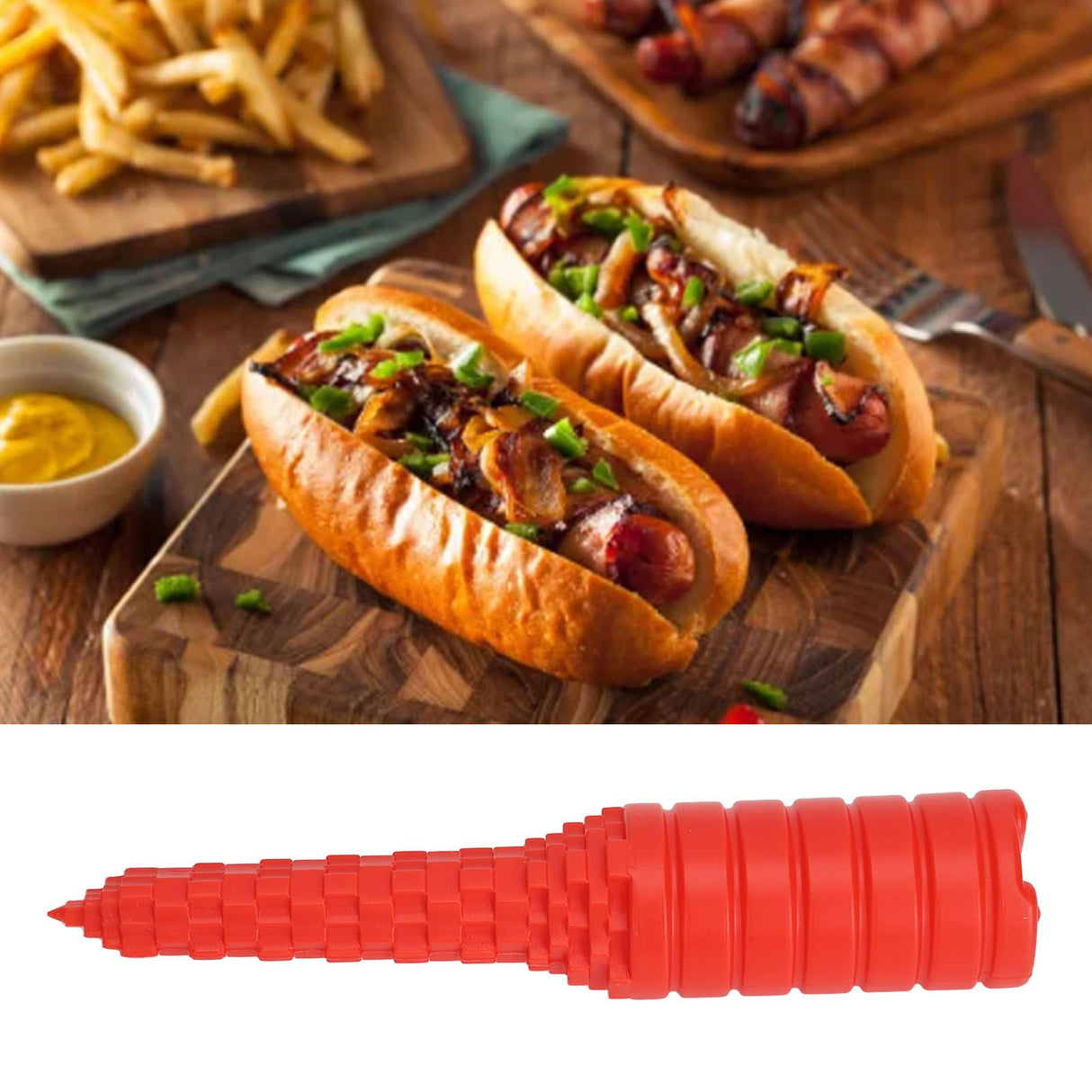 Hot Dog Bun Driller Hotdog Bun Driller Tool Baking Supplies for Grilling BBQ Sausages Red