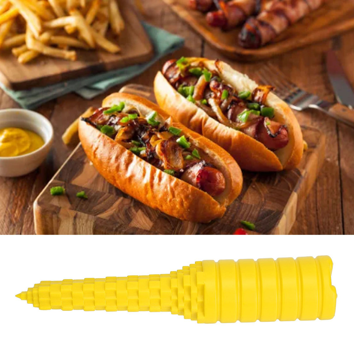 Hot Dog Bun Driller Hotdog Bun Driller Tool Baking Supplies for Grilling BBQ Sausages Yellow