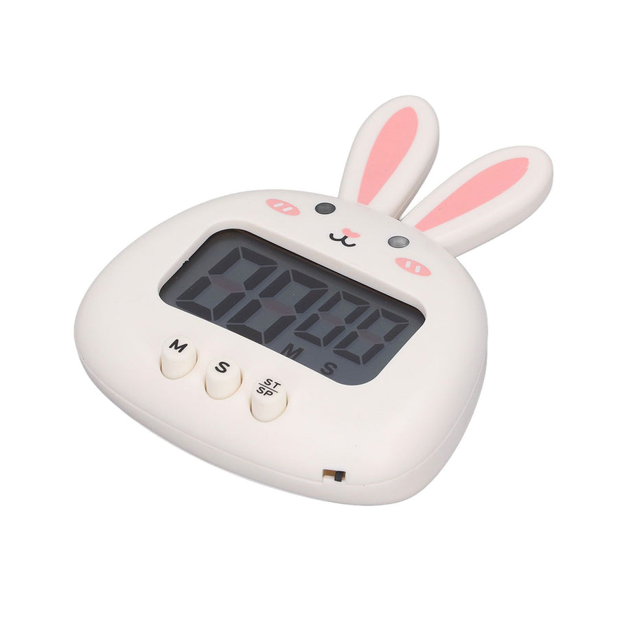 Cartoon Digital Timer ABS Portable Lightweight Simple To Use Cute Cartoon Timer for Kitchen Cooking White Rabbit