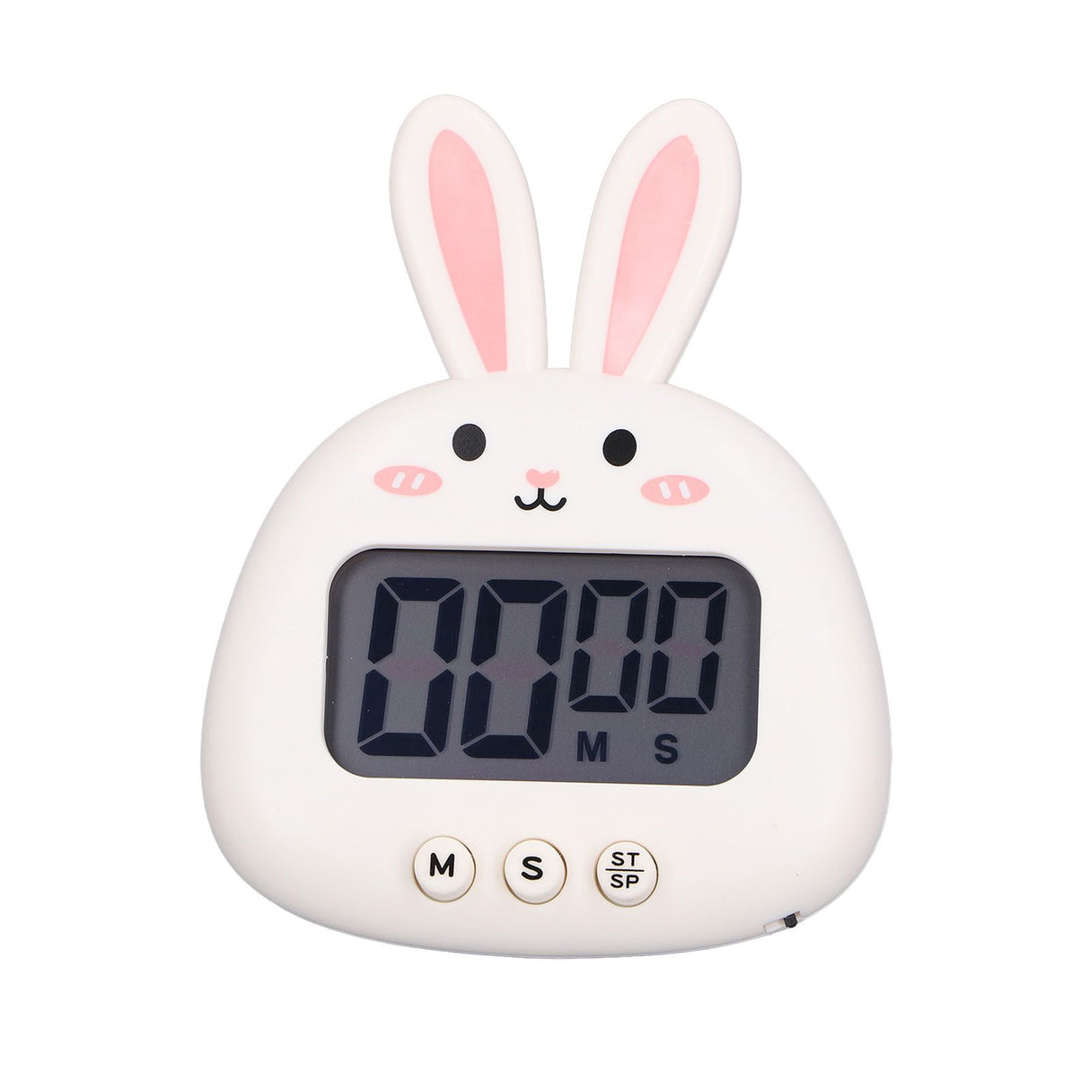 Cartoon Digital Timer ABS Portable Lightweight Simple To Use Cute Cartoon Timer for Kitchen Cooking White Rabbit