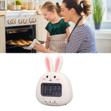 Cartoon Digital Timer ABS Portable Lightweight Simple To Use Cute Cartoon Timer for Kitchen Cooking White Rabbit
