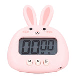 Cartoon Digital Timer ABS Portable Lightweight Simple To Use Cute Cartoon Timer for Kitchen Cooking Pink Rabbit