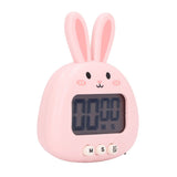 Cartoon Digital Timer ABS Portable Lightweight Simple To Use Cute Cartoon Timer for Kitchen Cooking Pink Rabbit - Side View