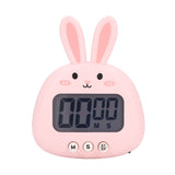 Cartoon Digital Timer ABS Portable Lightweight Simple To Use Cute Cartoon Timer for Kitchen Cooking Pink Rabbit
