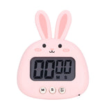 Cartoon Digital Timer ABS Portable Lightweight Simple To Use Cute Cartoon Timer for Kitchen Cooking Pink Rabbit - Extra Image