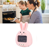 Cartoon Digital Timer ABS Portable Lightweight Simple To Use Cute Cartoon Timer for Kitchen Cooking Pink Rabbit