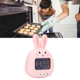 Cartoon Digital Timer ABS Portable Lightweight Simple To Use Cute Cartoon Timer for Kitchen Cooking Pink Rabbit