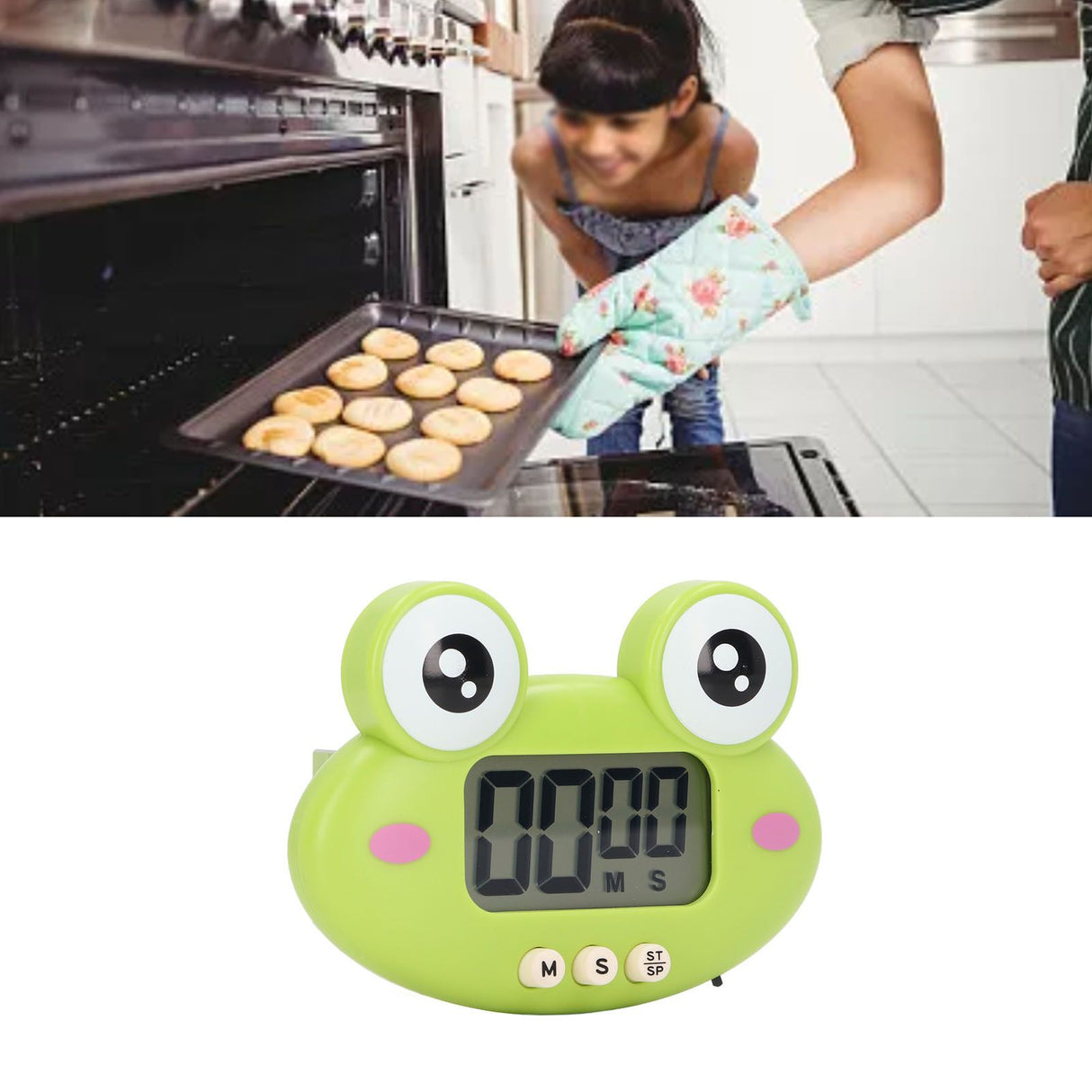 Cartoon Digital Timer ABS Portable Lightweight Simple To Use Cute Cartoon Timer for Kitchen Cooking Green Frog