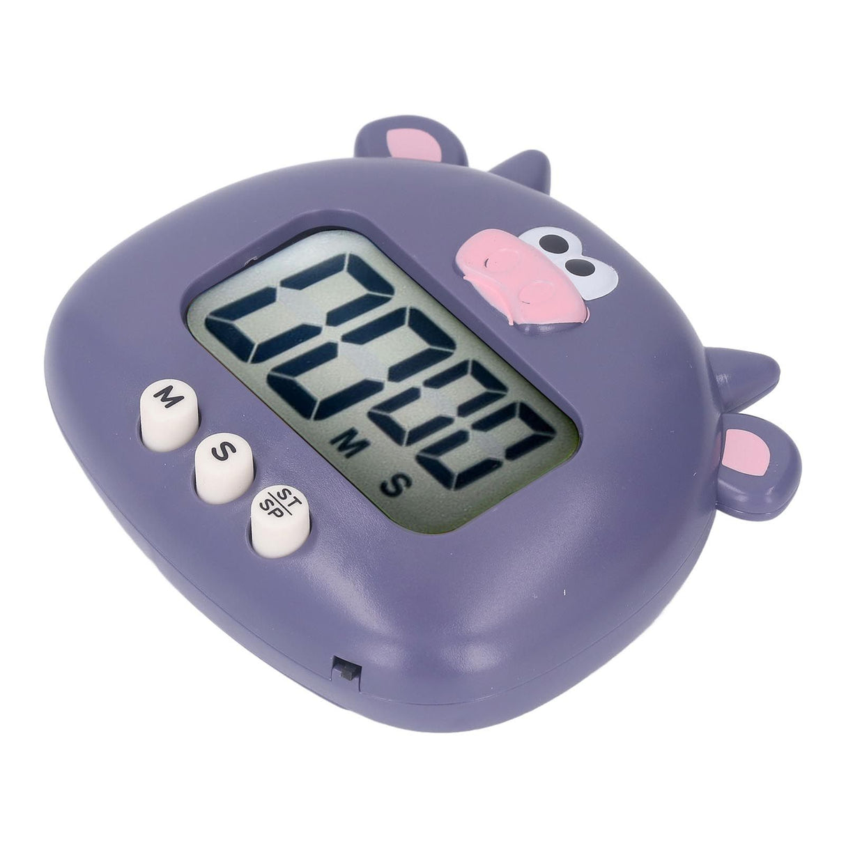 Digital Kitchen Timer Countup Countdown Cartoon Animal Sound Flash Alert Easy Operation with Stand for Cooking Teaching Purple Cow