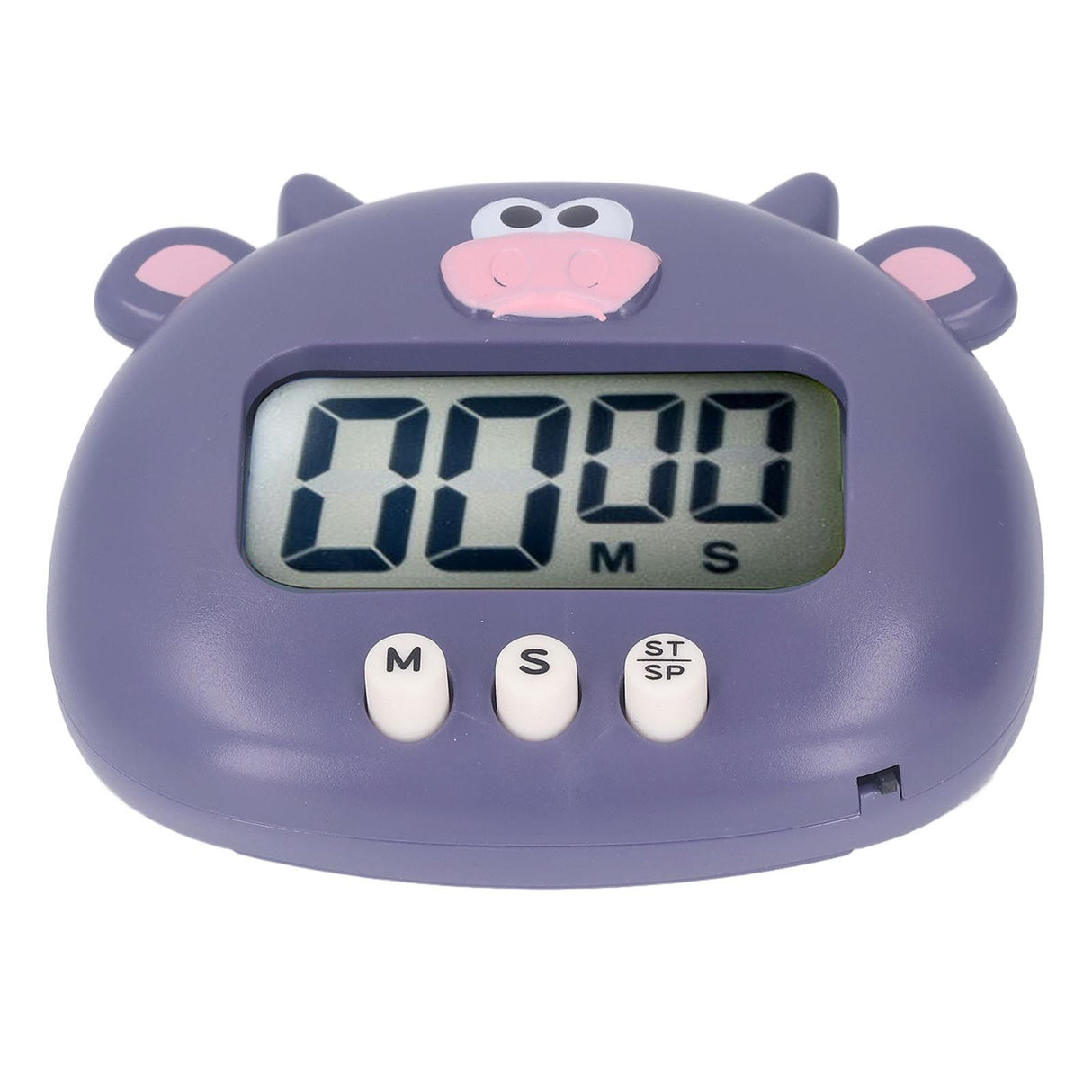 Digital Kitchen Timer Countup Countdown Cartoon Animal Sound Flash Alert Easy Operation with Stand for Cooking Teaching Purple Cow