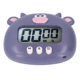 Digital Kitchen Timer Countup Countdown Cartoon Animal Sound Flash Alert Easy Operation with Stand for Cooking Teaching Purple Cow