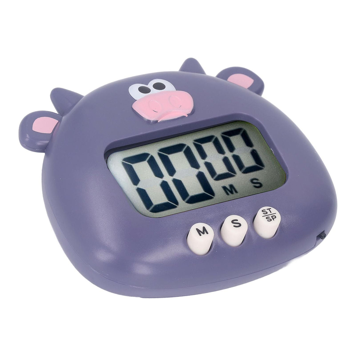 Digital Kitchen Timer Countup Countdown Cartoon Animal Sound Flash Alert Easy Operation with Stand for Cooking Teaching Purple Cow