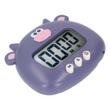 Digital Kitchen Timer Countup Countdown Cartoon Animal Sound Flash Alert Easy Operation with Stand for Cooking Teaching Purple Cow - Extra Image