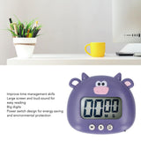 Digital Kitchen Timer Countup Countdown Cartoon Animal Sound Flash Alert Easy Operation with Stand for Cooking Teaching Purple Cow - Extra Image
