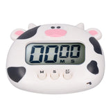 Digital Kitchen Timer Countup Countdown Cartoon Animal Sound Flash Alert Easy Operation with Stand for Cooking Teaching White Cow - Extra Image