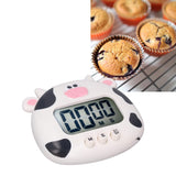 Digital Kitchen Timer Countup Countdown Cartoon Animal Sound Flash Alert Easy Operation with Stand for Cooking Teaching White Cow - Extra Image