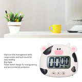 Digital Kitchen Timer Countup Countdown Cartoon Animal Sound Flash Alert Easy Operation with Stand for Cooking Teaching White Cow - Extra Image
