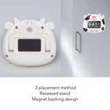 Digital Kitchen Timer Countup Countdown Cartoon Animal Sound Flash Alert Easy Operation with Stand for Cooking Teaching White Cow
