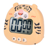 Digital Kitchen Timer Countup Countdown Cartoon Animal Sound Flash Alert Easy Operation with Stand for Cooking Teaching Yellow Tiger
