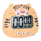 Digital Kitchen Timer Countup Countdown Cartoon Animal Sound Flash Alert Easy Operation with Stand for Cooking Teaching Yellow Tiger