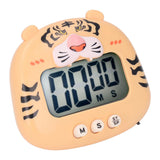 Digital Kitchen Timer Countup Countdown Cartoon Animal Sound Flash Alert Easy Operation with Stand for Cooking Teaching Yellow Tiger