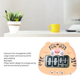 Digital Kitchen Timer Countup Countdown Cartoon Animal Sound Flash Alert Easy Operation with Stand for Cooking Teaching Yellow Tiger