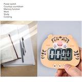 Digital Kitchen Timer Countup Countdown Cartoon Animal Sound Flash Alert Easy Operation with Stand for Cooking Teaching Yellow Tiger