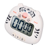 Digital Kitchen Timer Countup Countdown Cartoon Animal Sound Flash Alert Easy Operation with Stand for Cooking Teaching White Tiger - 45-Degree Angle