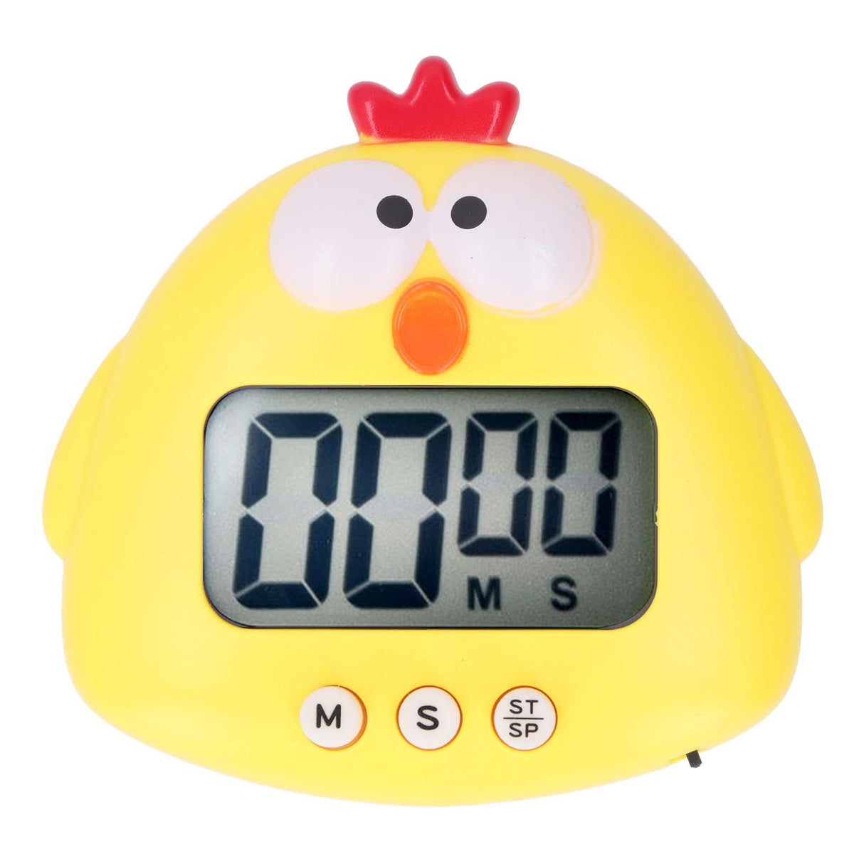 Digital Kitchen Timer Countup Countdown Cartoon Animal Sound Flash Alert Easy Operation with Stand for Cooking Teaching Yellow Chick