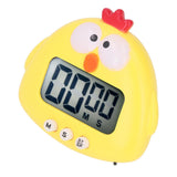 Digital Kitchen Timer Countup Countdown Cartoon Animal Sound Flash Alert Easy Operation with Stand for Cooking Teaching Yellow Chick - Top-Down View