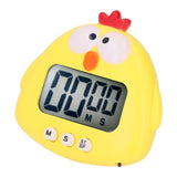 Digital Kitchen Timer Countup Countdown Cartoon Animal Sound Flash Alert Easy Operation with Stand for Cooking Teaching Yellow Chick