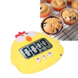 Digital Kitchen Timer Countup Countdown Cartoon Animal Sound Flash Alert Easy Operation with Stand for Cooking Teaching Yellow Chick
