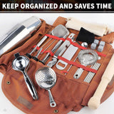 Bartending Tool Bag Portable Large Capacity Stylish Adjustable Shoulder Strap Bartender Kit Bag for Camping Parties Coffee
