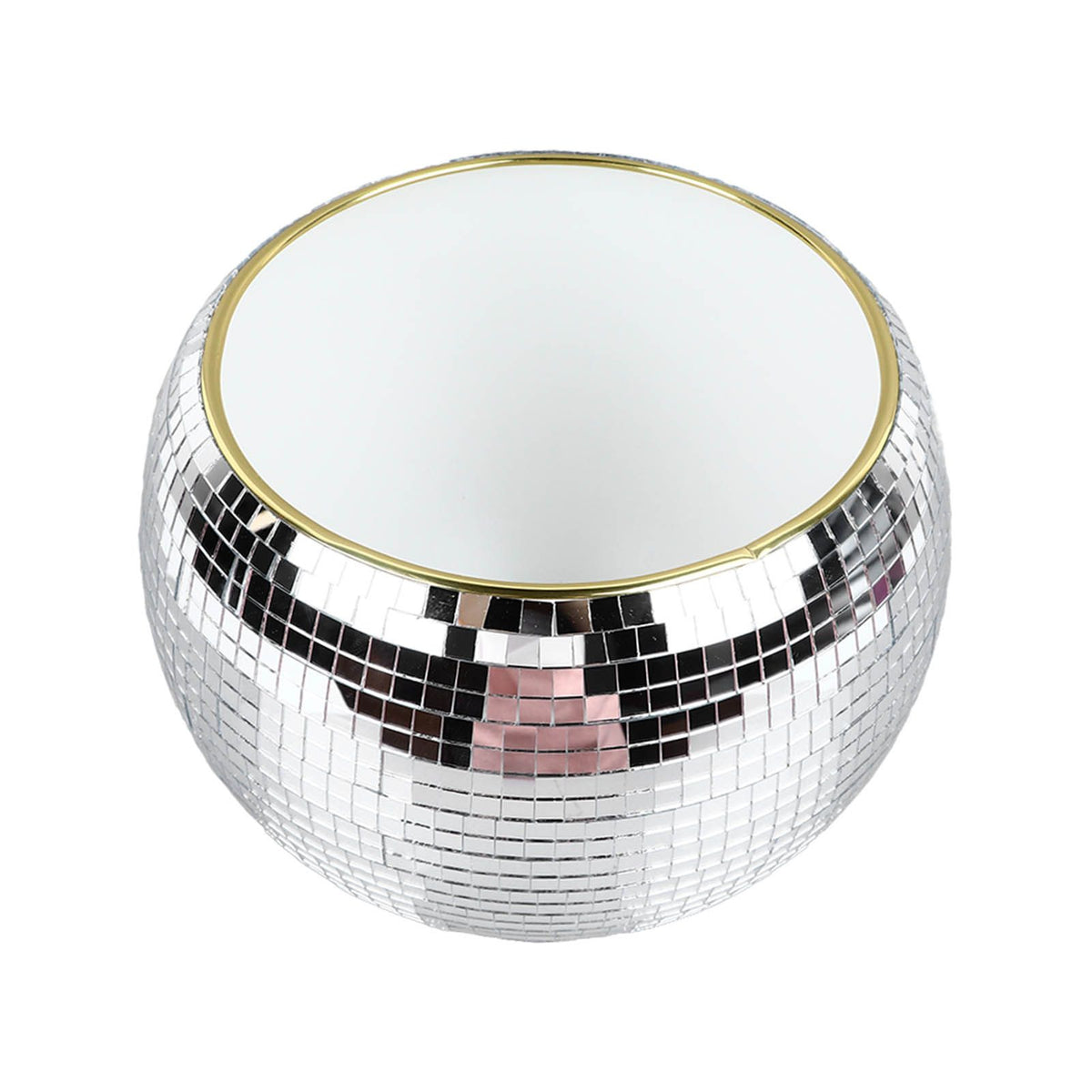 Ball Ice Bucket Plastic Beverage Tub Mirror Party Decor Bucket for Wine Cold Drinks Milky White Gold Edges
