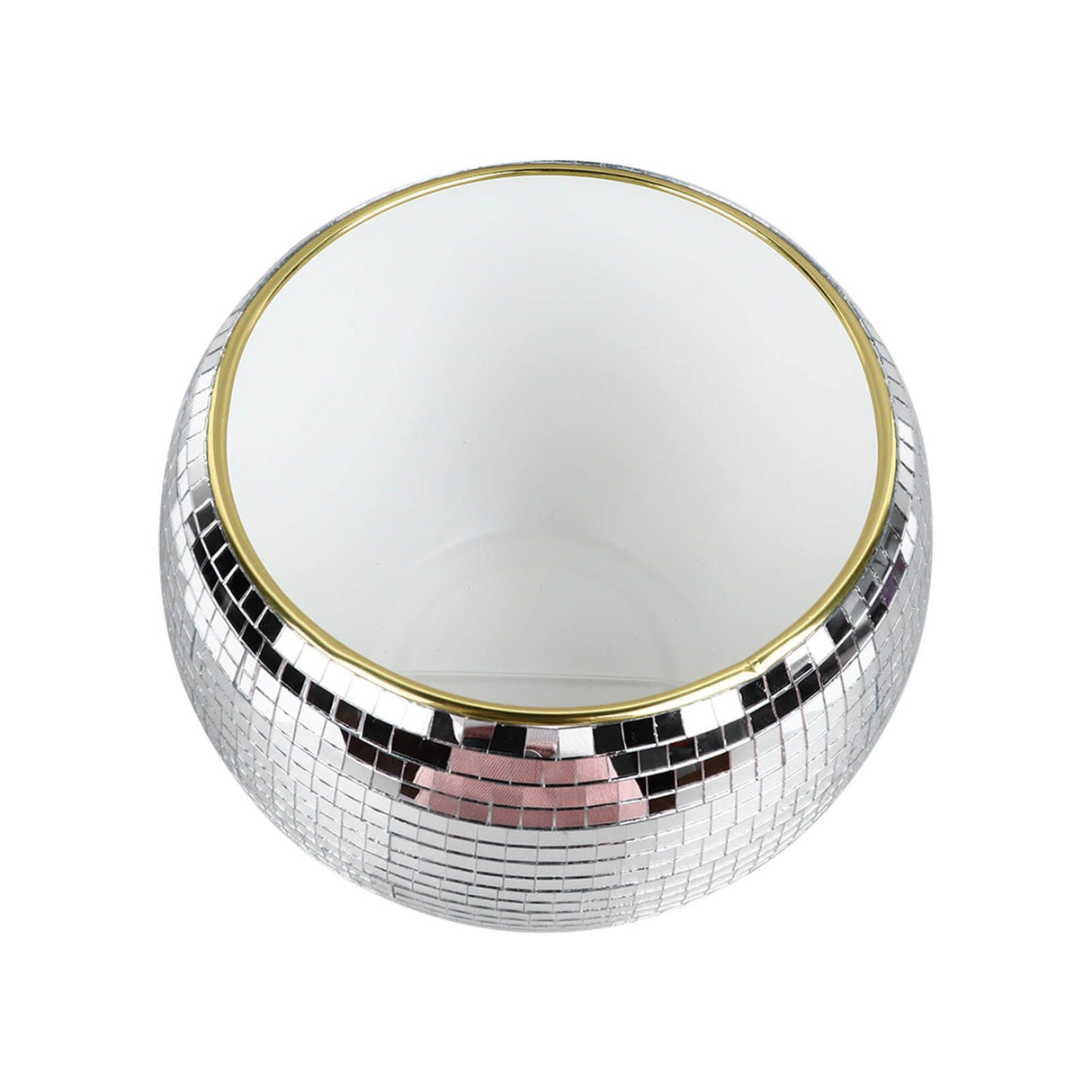 Ball Ice Bucket Plastic Beverage Tub Mirror Party Decor Bucket for Wine Cold Drinks Milky White Gold Edges