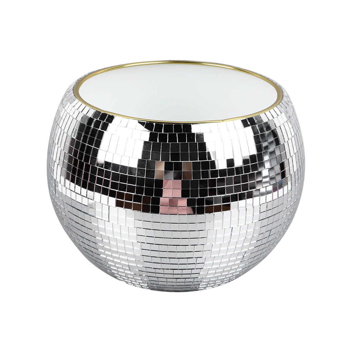 Ball Ice Bucket Plastic Beverage Tub Mirror Party Decor Bucket for Wine Cold Drinks Milky White Gold Edges