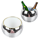Ball Ice Bucket Plastic Beverage Tub Mirror Party Decor Bucket for Wine Cold Drinks Milky White Gold Edges - Extra Image