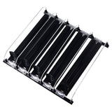 Drink Organizer for Fridge Spring Loaded Adjustable Push Rod Slide Rail Soda Can Dispenser for Beer Beverages 38cm Black