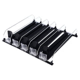 Drink Organizer for Fridge Spring Loaded Adjustable Push Rod Slide Rail Soda Can Dispenser for Beer Beverages 38cm Black