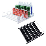Drink Organizer for Fridge Spring Loaded Adjustable Push Rod Slide Rail Soda Can Dispenser for Beer Beverages 38cm Black